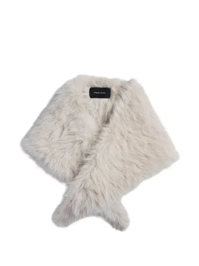 Simone Rocha Embellished Faux-fur Neckerchief In Neutral