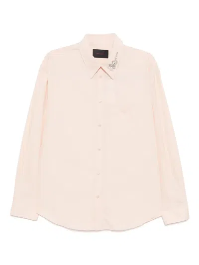 Simone Rocha Embellished Flower Classic Shirt In Pink
