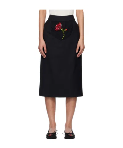 SIMONE ROCHA EMBELLISHED FLOWER PEEK-A-BOO SKIRT