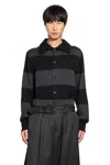 Simone Rocha Embellished Fuzzy Collar Rugby Cardigan In Burgundy