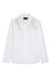 Simone Rocha Embellished Hare Classic Fit Cotton Button-up Shirt In Burgundy