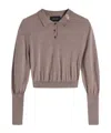 Simone Rocha Embellished Merino Wool-silk Polo Sweater In Gray
