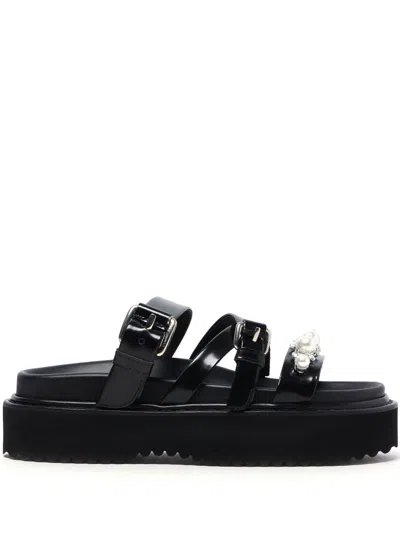 Simone Rocha Embellished Leather Sandals In Black