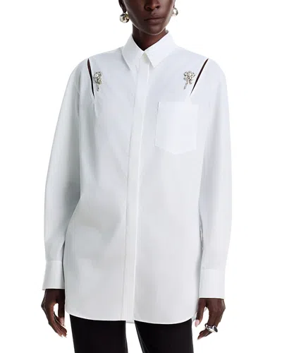 Simone Rocha Embellished Masculine Slash Shirt In White