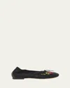 Simone Rocha Embellished Mesh Ballerina Flats In Blackred Multi