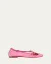 Simone Rocha Pink Embellished Flower Mesh Ballerina Flats In Bright Pinkred