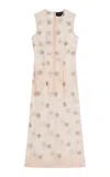 Simone Rocha Embellished Mesh Midi Dress In Neutral