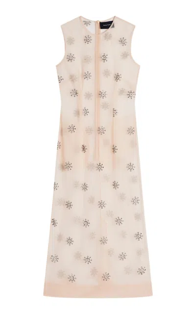 Simone Rocha Embellished Mesh Midi Dress In Pink
