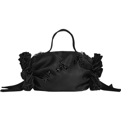 Simone Rocha Embellished Mini Double Ribbon Rosette Bag In Black