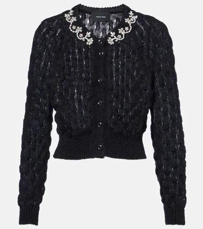 Simone Rocha Embellished Mohair-blend Cardigan In Black