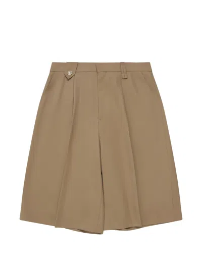 Simone Rocha Embellished Pleated Shorts In Brown