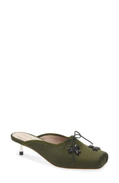 Simone Rocha Embellished Pointe Mule Pump In Khaki/jet