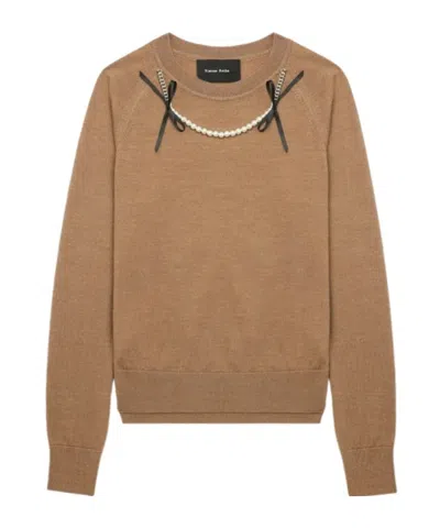 Simone Rocha Embellished Raglan-sleeve Sweater In Brown