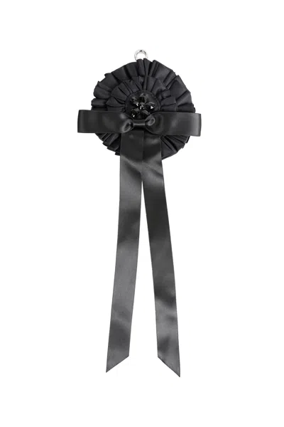 Simone Rocha Embellished Ribbon Rosette Bag Charm In Black