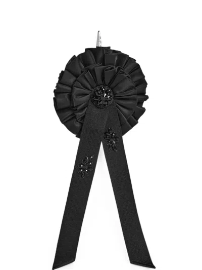 Simone Rocha Embellished Rosette-ribbon Coin Purse In Black