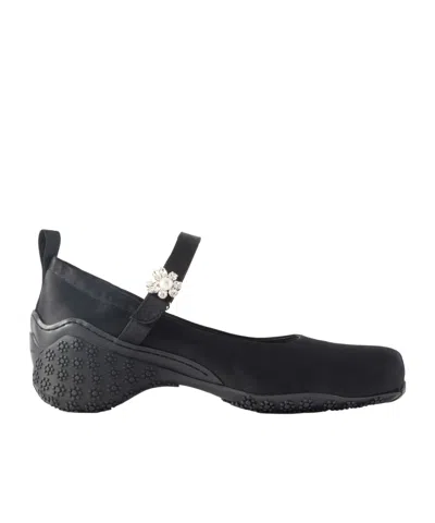 Simone Rocha Embellished Satin Mary Jane Pumps In Black
