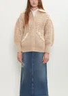 Simone Rocha Embellished Sculpted Chunky Knit Cardigan In Brown