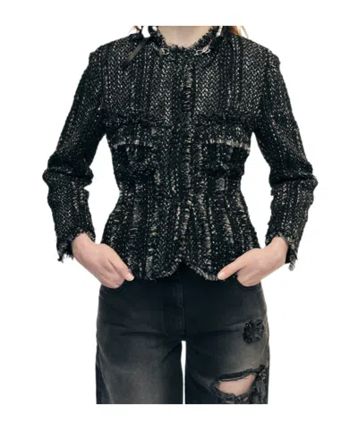 SIMONE ROCHA EMBELLISHED SCULPTED FRILL BUST FRAY JACKET