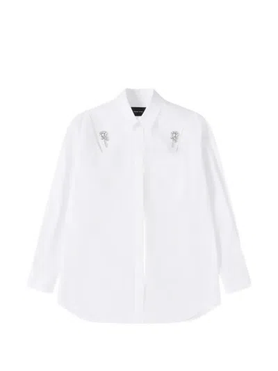 Simone Rocha Embellished Slash-detail Shirt In White