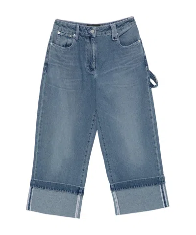 Simone Rocha Embellished Straight Leg Jeans In Blue