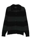 Simone Rocha Embellished Striped Cardigan In Gray