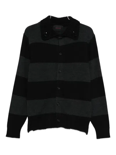 Simone Rocha Embellished Striped Cardigan In Gray
