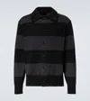 Simone Rocha Embellished Striped Wool Cardigan In Black