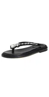 Simone Rocha Womens Black/comb Embellished Thong Leather Sandals Eur 40 / 7 Uk In Black/pearl/clear