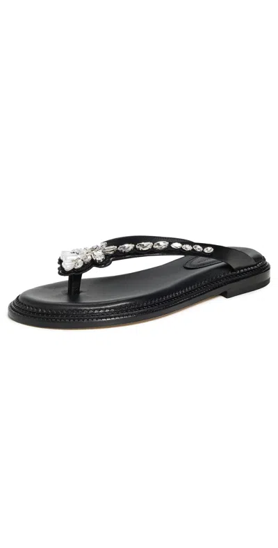 SIMONE ROCHA EMBELLISHED THONG SANDALS BLACK/PEARL/CLEAR