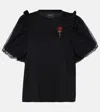 Simone Rocha Embellished Tulle And Jersey Top In Black