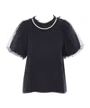 Simone Rocha Embellished Tulle Detailed Top In Blue