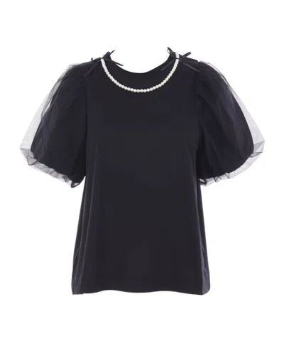 Simone Rocha Embellished Tulle Detailed Top In Blue