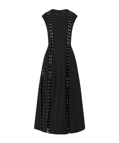 Simone Rocha Embellished Twill Midi Dress In Black