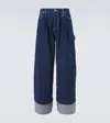 Simone Rocha Puddle Wide-leg Pleated Crystal-embellished Jeans In Blau