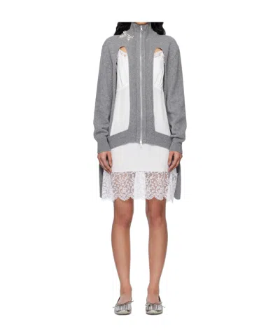 SIMONE ROCHA EMBELLISHED WINDOW ZIP-UP CARDIGAN