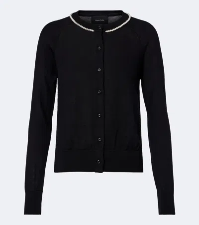 Simone Rocha Embellished Wool And Silk Cardigan In Black