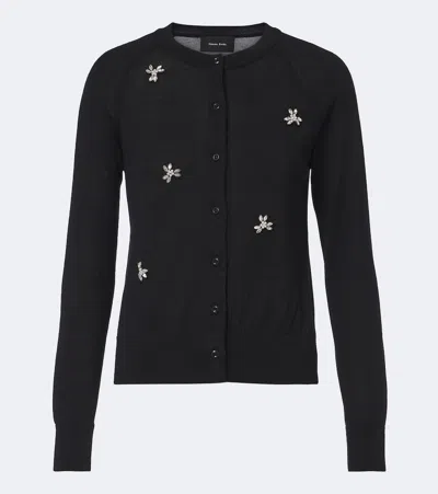 Simone Rocha Embellished Wool And Silk Cardigan In Black