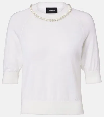 Simone Rocha Embellished Wool And Silk Top In White
