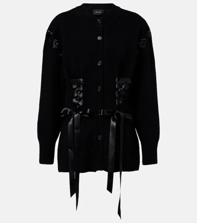 Simone Rocha Embellished Wool-blend Cardigan In Black