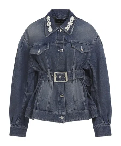 SIMONE ROCHA SIMONE ROCHA EMBELLISHED BELTED BUTTONED DENIM JACKET