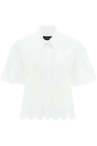 Simone Rocha Cropped Shirt With Embrodered Trim In White