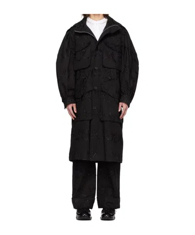Simone Rocha Embroidered Denim Trench Coat