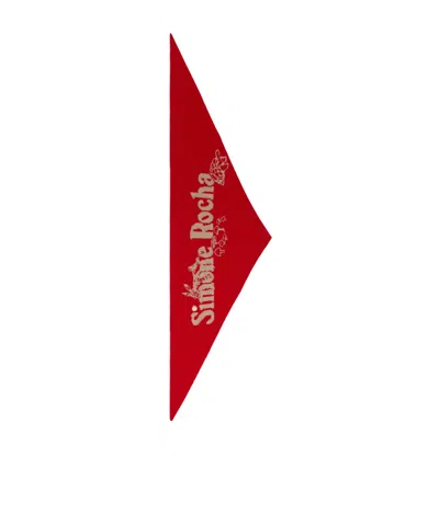 Simone Rocha Embroidered Knitted Scarf In Red