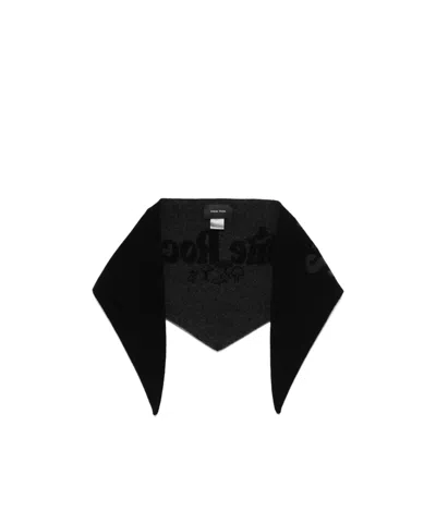 SIMONE ROCHA EMBROIDERED LOGO KNITTED SCARF