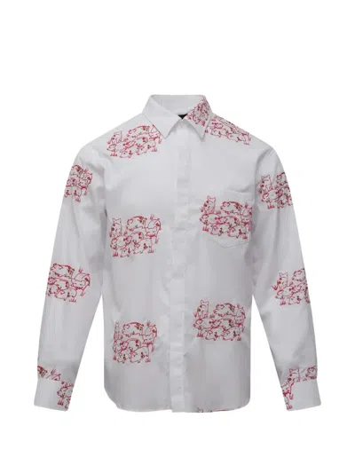 Simone Rocha Embroidered Long-sleeve Shirt In White