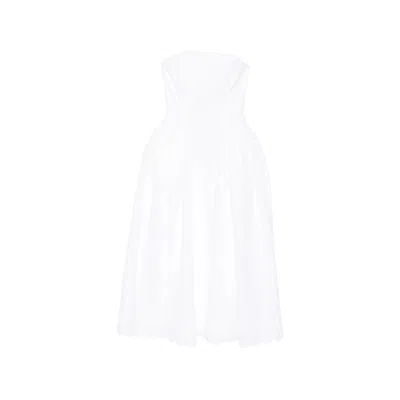 Simone Rocha Embroidered Midi Dress In White