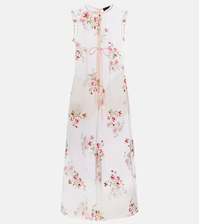 Simone Rocha Embroidered Sheer Organza Midi Dress In White