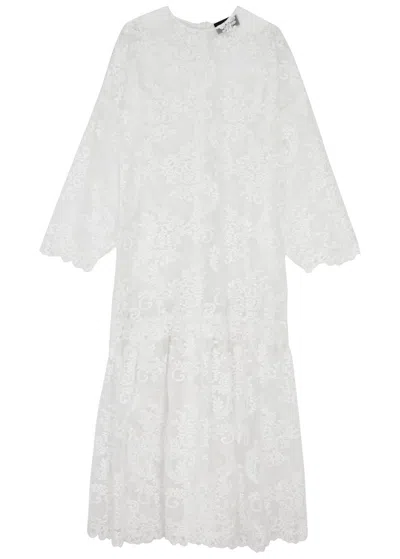 Simone Rocha Embroidered Tulle Maxi Dress In Ivory