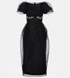 Simone Rocha Embroidered Tulle Midi Dress In Black