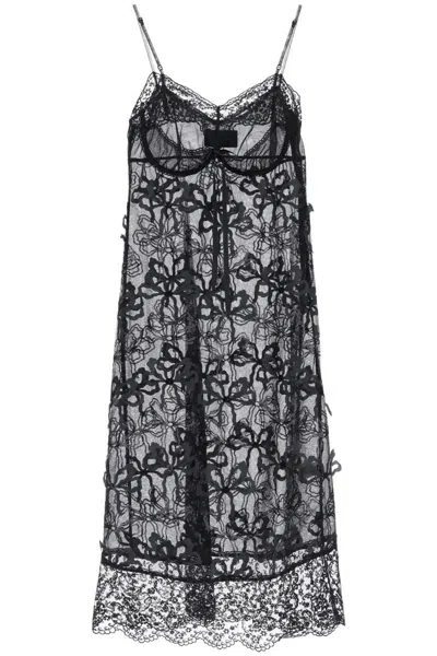 Simone Rocha Embroidered Tulle Slip Dress In Black